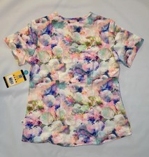 NWT Wonder Wink Women  s Pastel Watercolor Floral Scrub Top Modern Fit S/P  6062