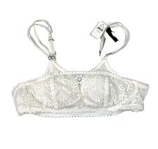 NWT Aerie Real Power Wireless Sans Armature Bra Lace Padded Bandeau White 34AA