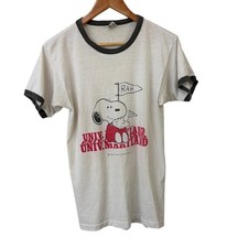 Champion Snoopy Rah Vintage Ringer Tee Shirt Size Large Made in USA