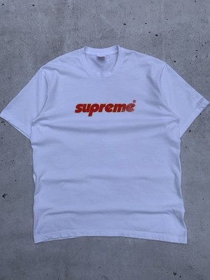 Supreme NY Motion Blur Logo Short Sleeve Tee Shirt White Red