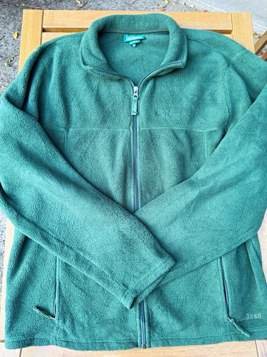 LL Bean Full Zip Fleece Jacket Mens L Forest Green Zip Pockets Outdoor Gorpcore image 2