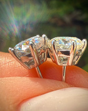 diamond stud earrings, silver shiny 2ct diamond earrings wedding jewelry gift