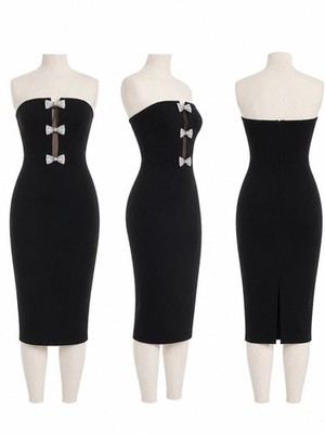 Dress The Population Erica Crystal Embellished Strapless Body-Con Midi-Dress NWT