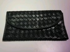 Bottega Veneta Portafoglio Intrecciato Leather Black Anni 80/90 Vintage 