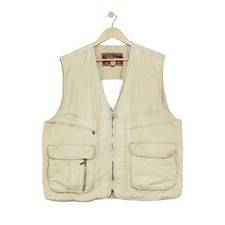 Vintage Fjällräven Utility Weste Jacke Herren Größe 2XL Beige mehrere Taschen