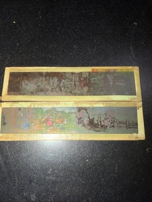 Vintage Magic Lantern Glass Slides Full Screen Color Set Of 2 