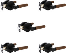 Walnut Wood Keyed Alike Door Lever 5 Pack,Black, Keyed  Entry Secure Keyed Rev