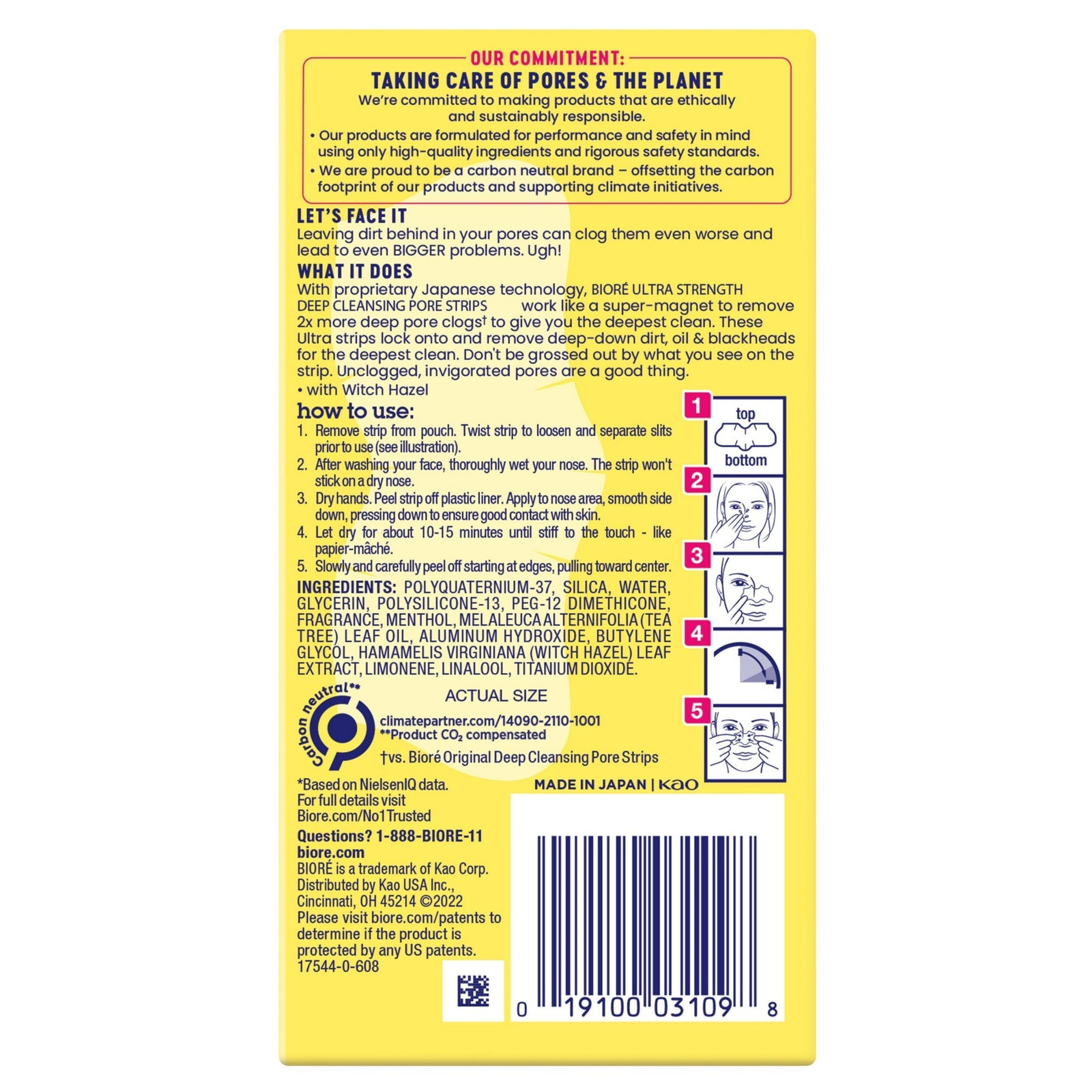 Biore Blackhead Remover, Witch Hazel Ultra Cleansing Pore Strips 6ct (2 Pack)