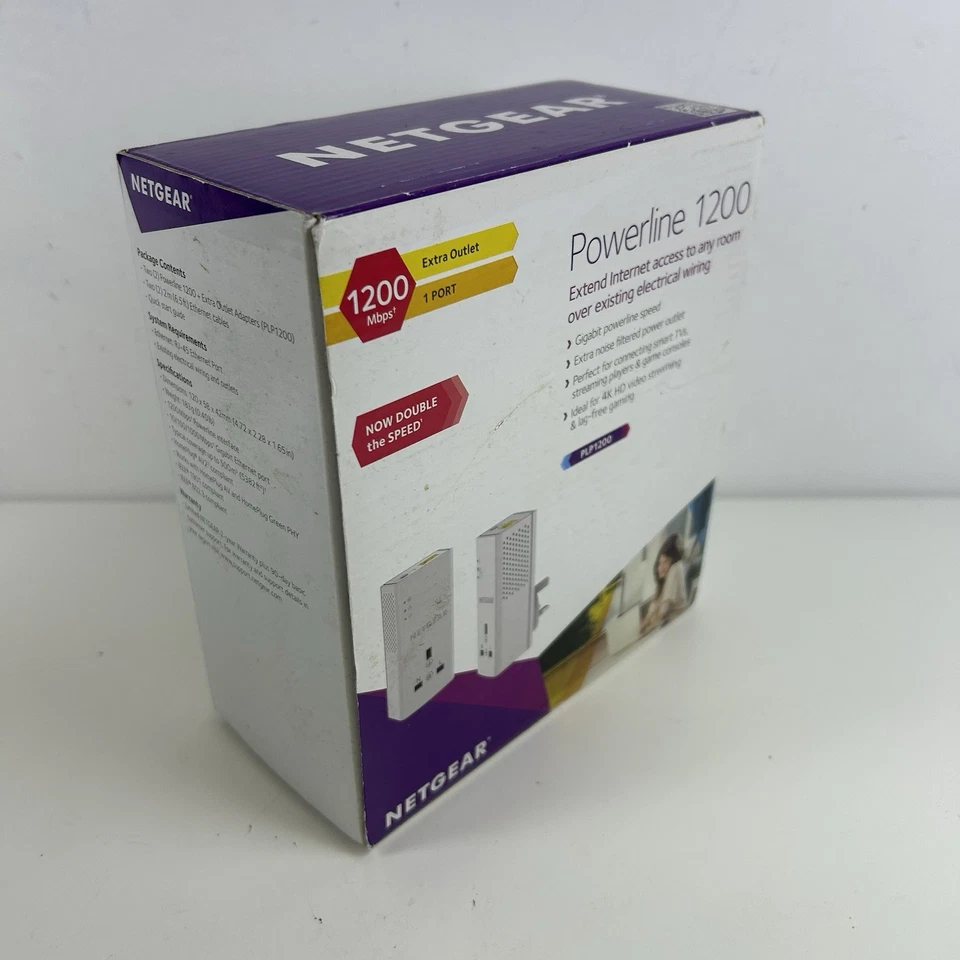 Netgear PLP1200S Powerline 1200+ Extra Outlet Single Adapter White Ethernet Port - Image 4 of 4