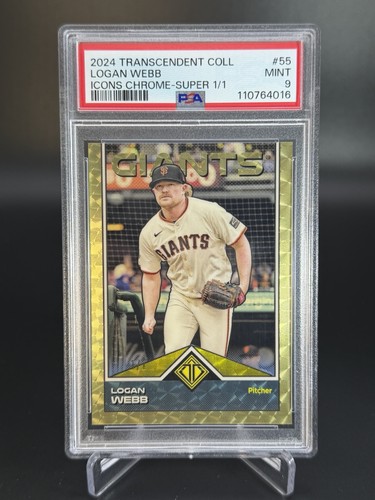 Logan Webb 2024 Topps Transcendent Superfractor 1/1 Icons Chrome PSA 9 Giants