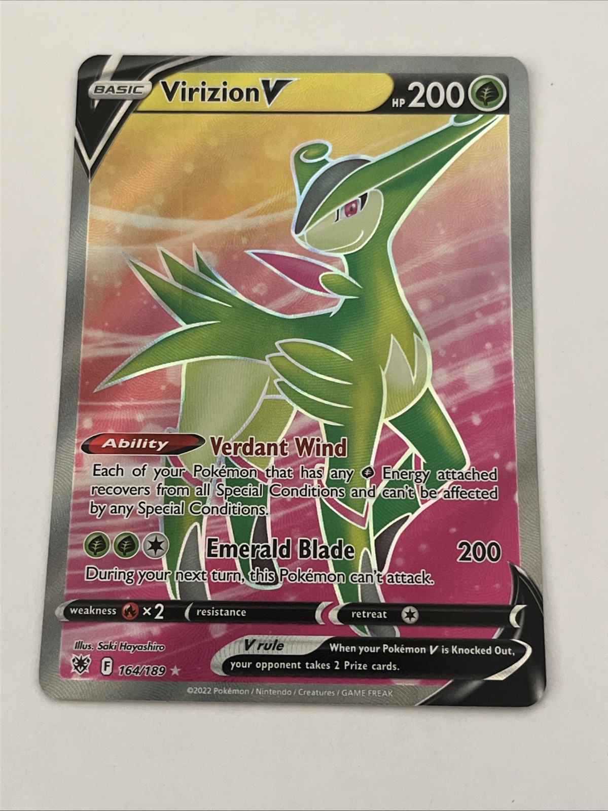 Virizion V (Full Art) 164/189 Swsh10: Astral Radiance Holo Pokemon Card