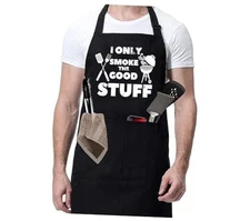  Funny BBQ Black Chef Aprons for Men, Adjustable Kitchen Cooking Aprons for 