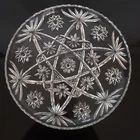 Vintage Anchor Hocking Prescut Glass 13.5” Serving Platter Star of David Pattern