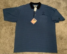 NWT Mens Polo Sz XLarge Blue Print Logo & Black Wolf Run Cutter & Buck