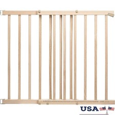 48"x32" Walk-Thru Top of Stairs Baby Gate Natural Wood Baby Safety Gate