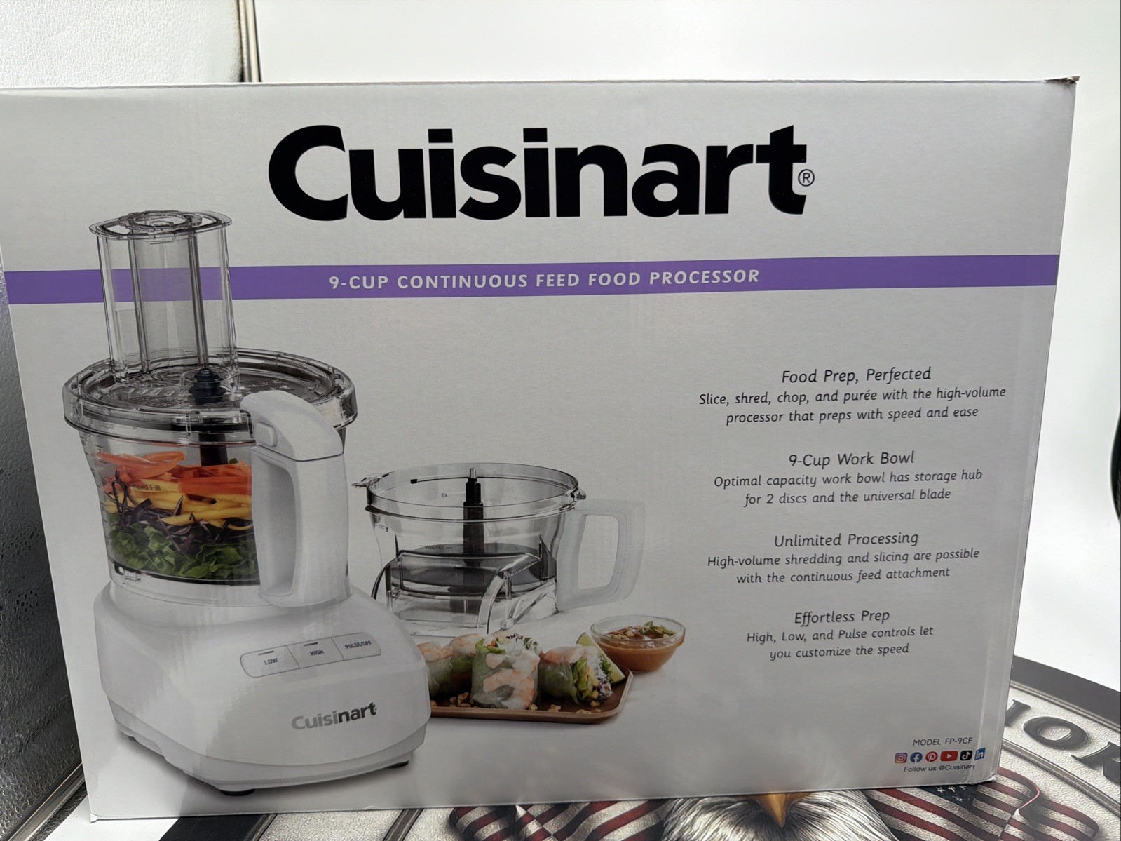 New Cuisinart FP-9CF 9-Cup Continuous Feed Food Processor Wh