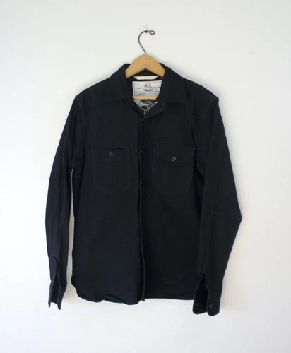 Rogue Territory Work Shirt Selvedge Stealth Denim Black S USA Made Japan RGT