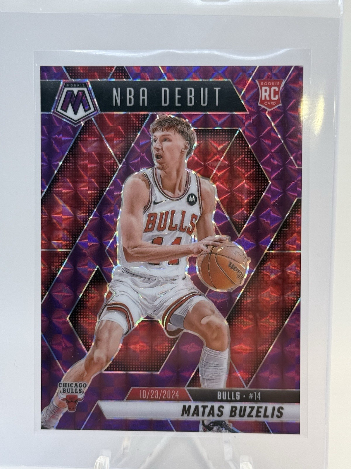 2024-25 Panini Mosaic Matas Buzelis NBA Debut Purple /99 RC Chicago Bulls