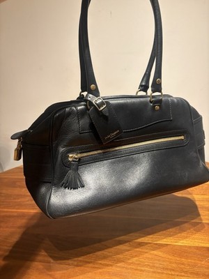J&M Davidson Vivi Boston Bag Black Leather Handbag Gold Hardware