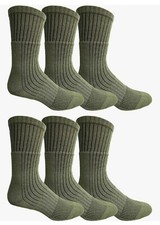 6 Pairs Men  s Military Grade Hiking Crew Socks, Boot Sock, Army Green