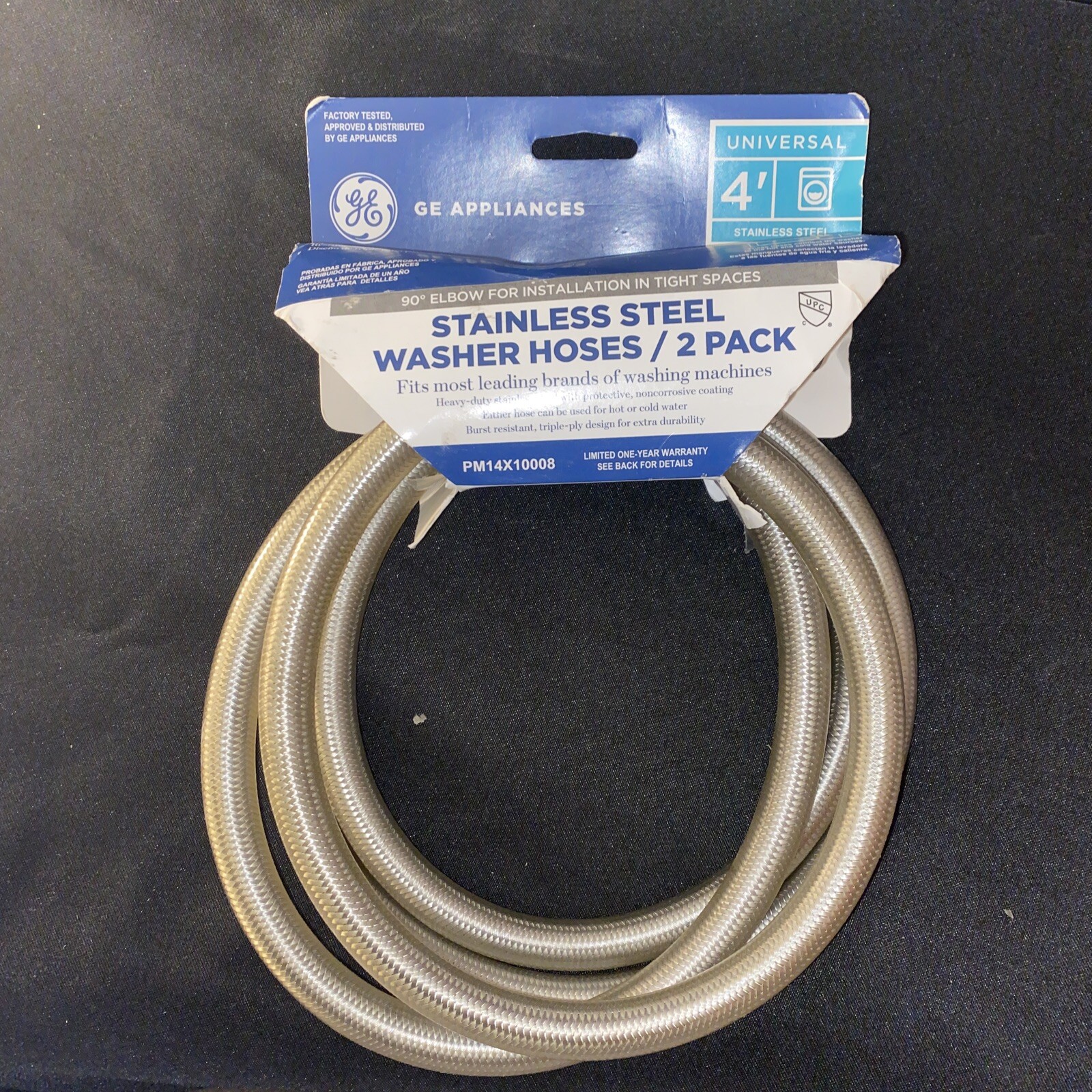 GE Appliances 4' Universal Stainless Steel Washer Hoses PM14X10008DS(j3
