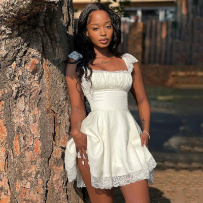 white lace dress one shoulder LTP1205,Cute One Shoulder White Lace Beach Wedding Dresses,White Brida   Laylatailor Shop