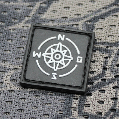 Mini PVC Patch Abzeichen Everyday Carry Kompass Bushcraft GPS  Klett EDC 2,5cm