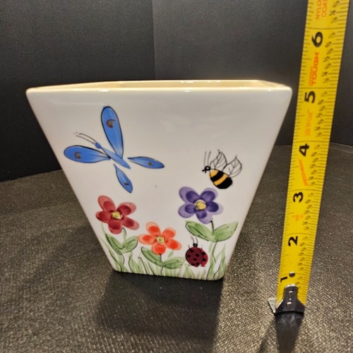 Vaso in ceramica FTD farfalla, ape, coccinella, fiori (#265) - Foto 2 di 6