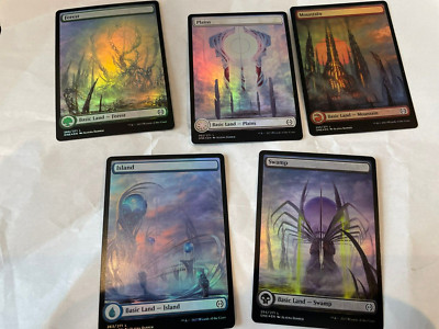 MTG Magic - Phyrexia : All Will Be One FOIL Full Art Land - 5 Card Land Set