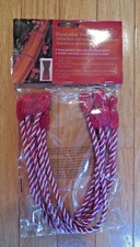 6 Fabric twist ties for banisters, Christmas lights, or drapes~RED & WHITE