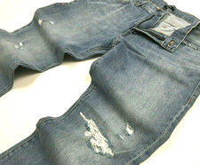 True Religion Distressed Ripped Shredded Jeans Ricky Relaxed Straight Big Stitch