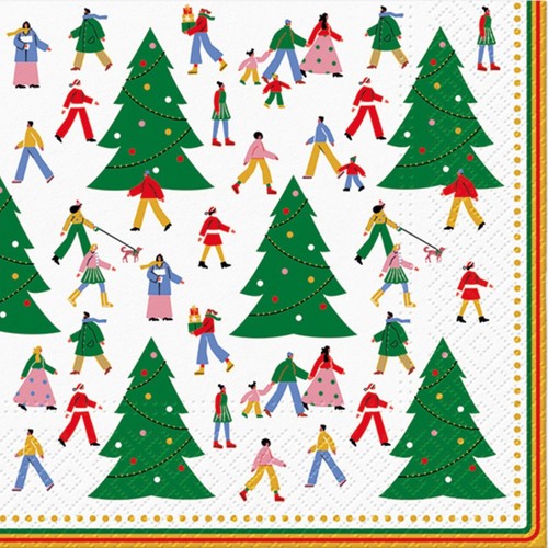 TWO Decoupage Paper Christmas Tree Napkins Luncheon Craft Holiday Napkin - Picture 1 of 8