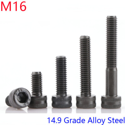 M16 - 2 Black 14.9 Grade Alloy Steel Allen Hex Socket Cap Head Screws Bolts