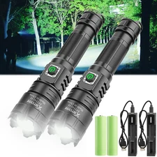 Super Bright XHP70 Tactical LED Flashlight Rechargeable Powerful Torch Light