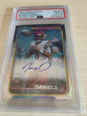 Jayden Daniels 2024 Topps Chrome Rookie Autograph PSA Mint 9/Auto