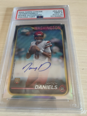 Jayden Daniels 2024 Topps Chrome Rookie Autograph PSA Mint 9/Auto