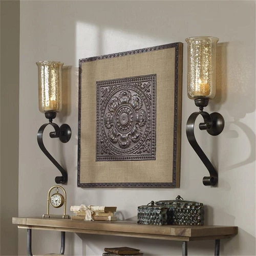 Uttermost Joselyn Glass and Metal Candle Wall Sconce in Antiqued Bronze - Picture 3 of 4