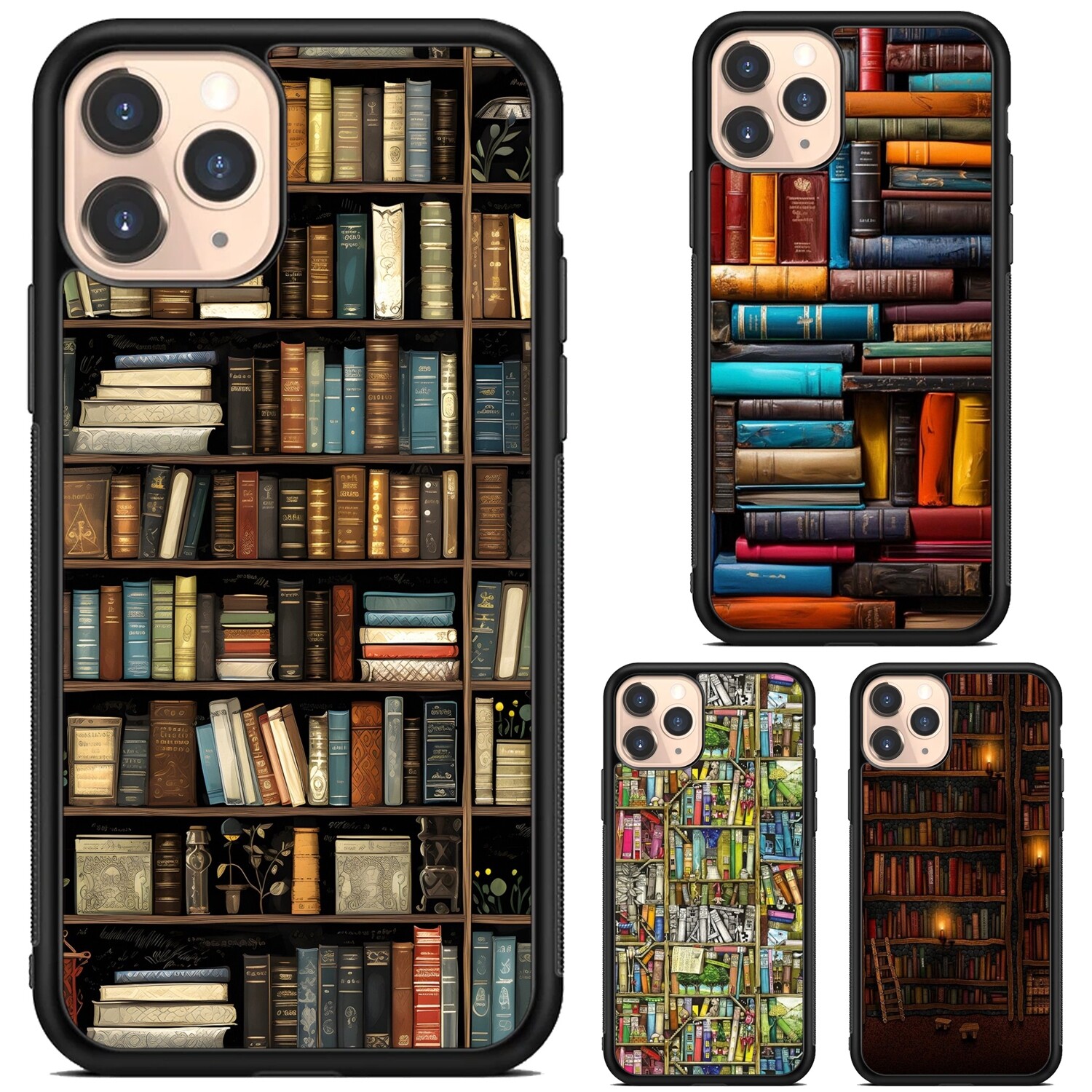 For Apple iPhone Samsung Galaxy Motorola Retro Book Library bookshelf Frame Case