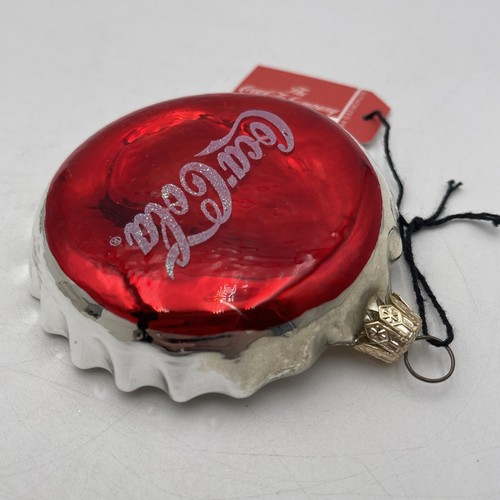 Kurt Adler Polonaise Coca Cola Bottle Cap Shiny Glass Ornament GP633 No Box - Bild 4 von 7