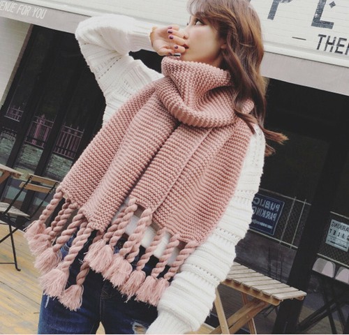 Nuevo Para mujeres Invierno Cálido Bufanda Borla Bufandas Envolvente Cable Tejido de Tejer | eBay