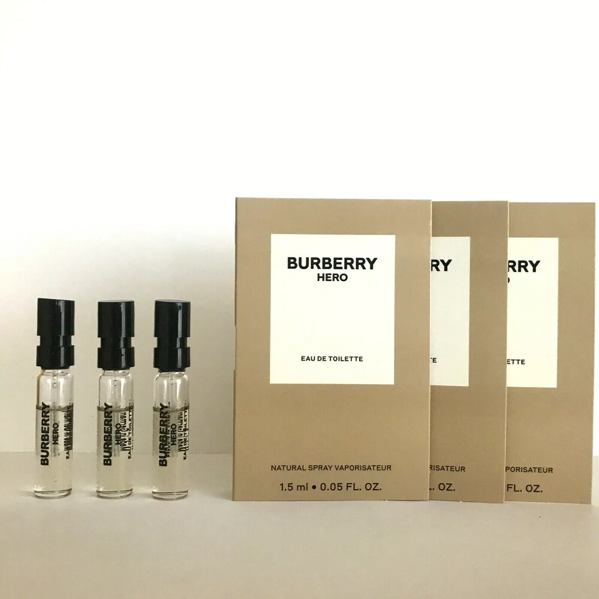 3x Burberry HERO For Men Eau de Toilette EDT Sample Spray 0.05oz, 1.5ml  Each