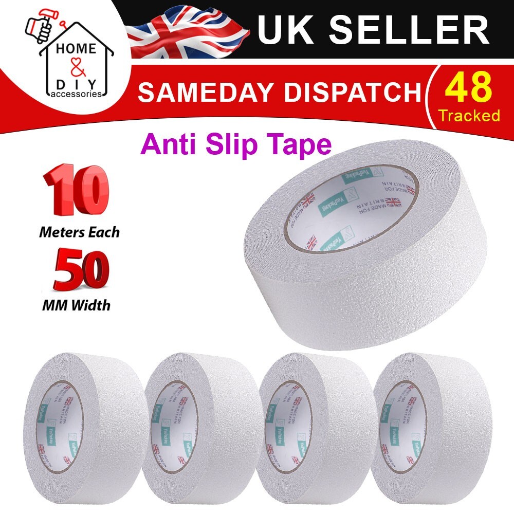 Anti Slip Tape White Non Slip High Grip Adhesive Safety Flooring 50mm x 10m 5X