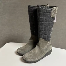 Cushe Boots 6 Gray Suede Tall Waterproof Winter Snow Quilt Trip Comfort Warm