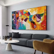 Abstract Hand painted Oil Painting Custom Living Room Decoration Hanging Yellow