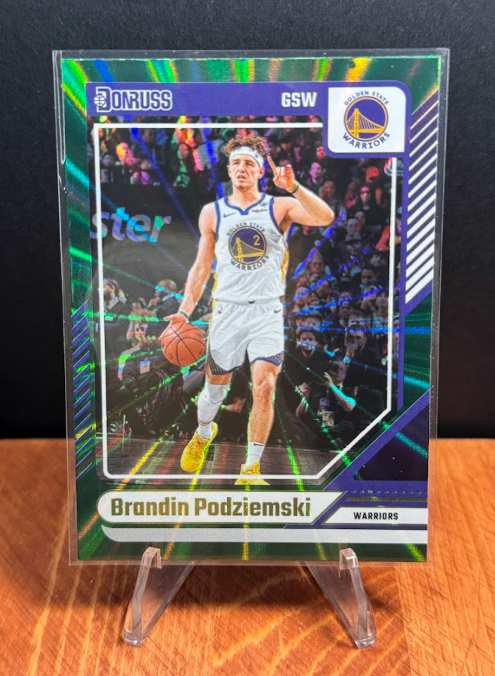 2023-24 Panini Donruss - Rated Rookie Brandin Podziemski #249 Holo Green Laser