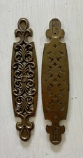 Vintage National Lock Brass Door Drawer Back Plate Lot Of 2