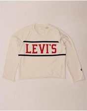 LEVI'S Womens Graphic Sweatshirt Jumper UK 6 XS White Cotton CF15