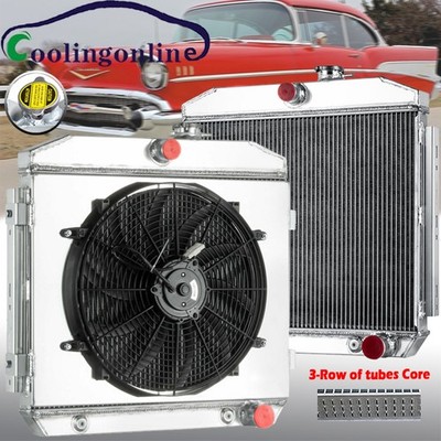 3Row Radiator Shroud Fan Fit 1955-57 Chevy Bel Air Del Ray Nomad 150 210 V8 5057
