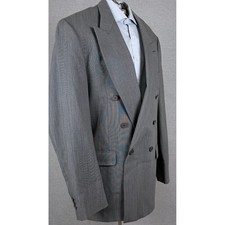 Vintage Yves Saint Laurent Mens Grey Double Breasted Blazer Jacket 44L YSL USA