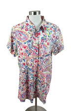 Lauren Ralph Lauren Floral Paisley Button Up Embroidered Nightshirt L Preppy